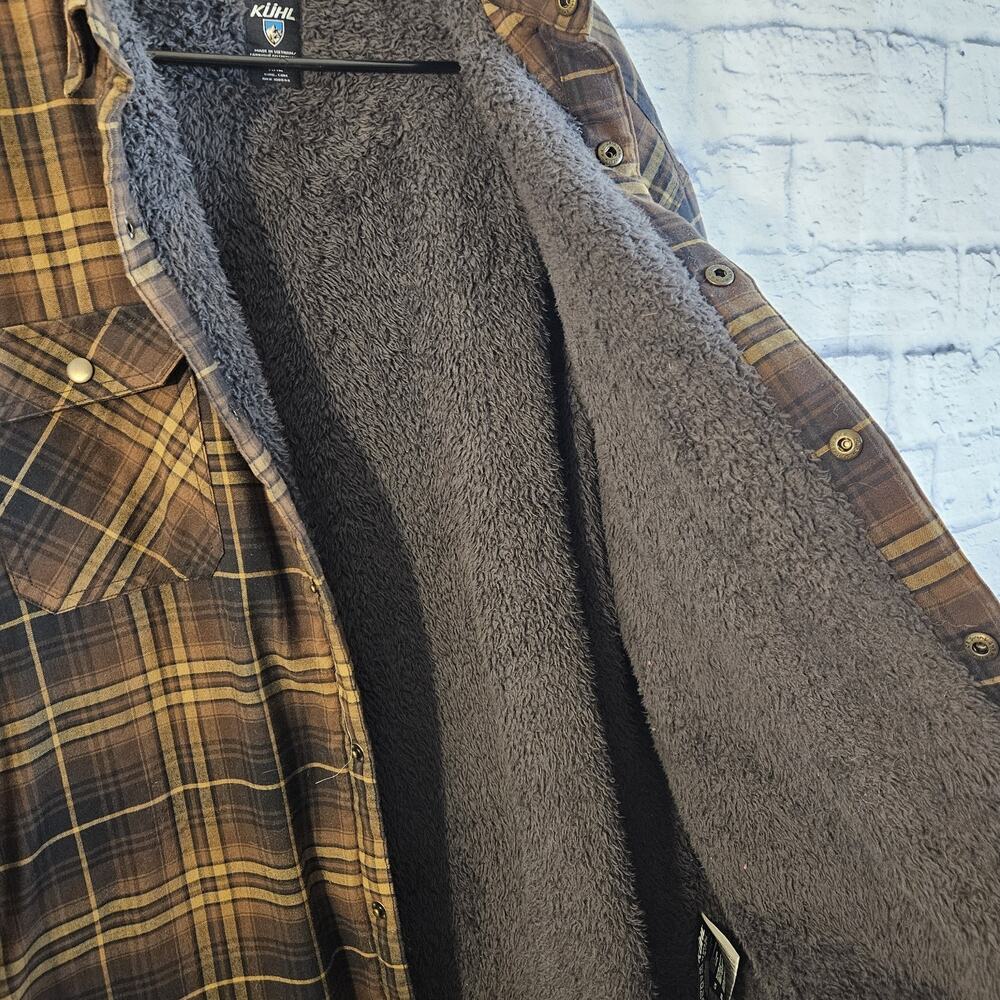Kuhl Joyrydr Jacket Shirt Mens XXL Sherpa Lined Brown Flannel Snap Style 7253 - Picture 5 of 10